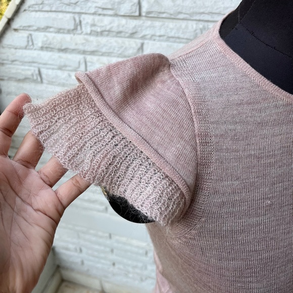 Mango Pink Mauve Woollen Top with satin bow on shoulders - Picture 4 of 7